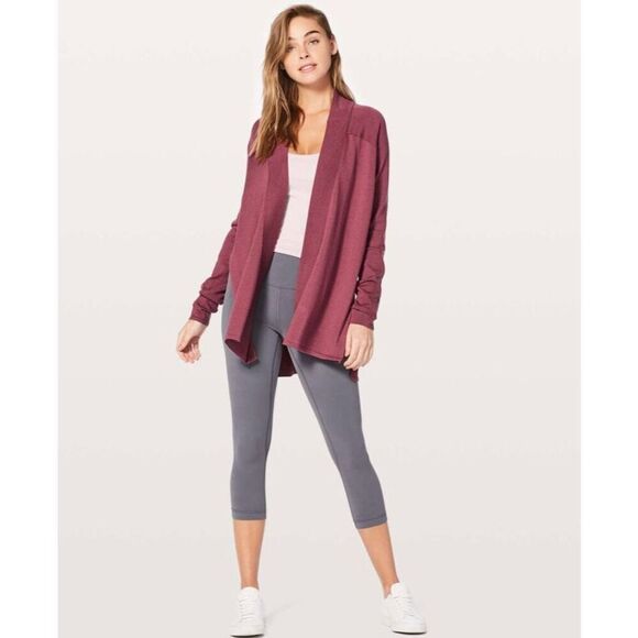 Lululemon Blissful Zen Merino Wool‎ Cardigan Sweater in So Merlot Size 2-4 - Picture 1 of 12